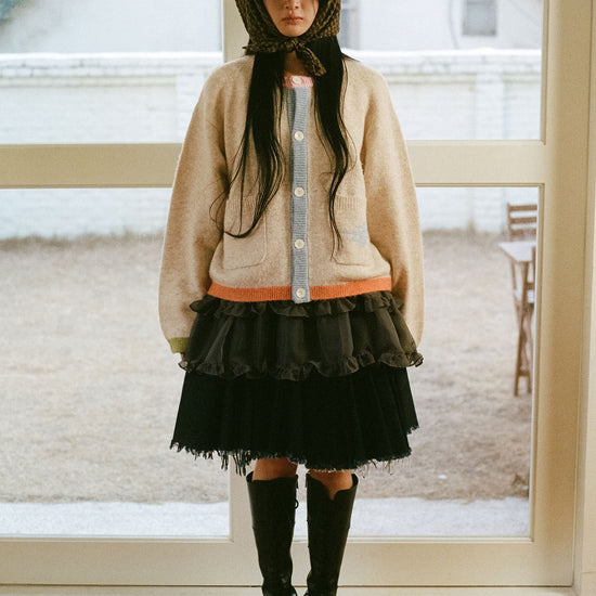 Nice Ghost Club Color Block Knit Cardigan