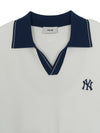 MLB Varsity Tuck Texture Open Collar Short Sleeve Knit Pullover