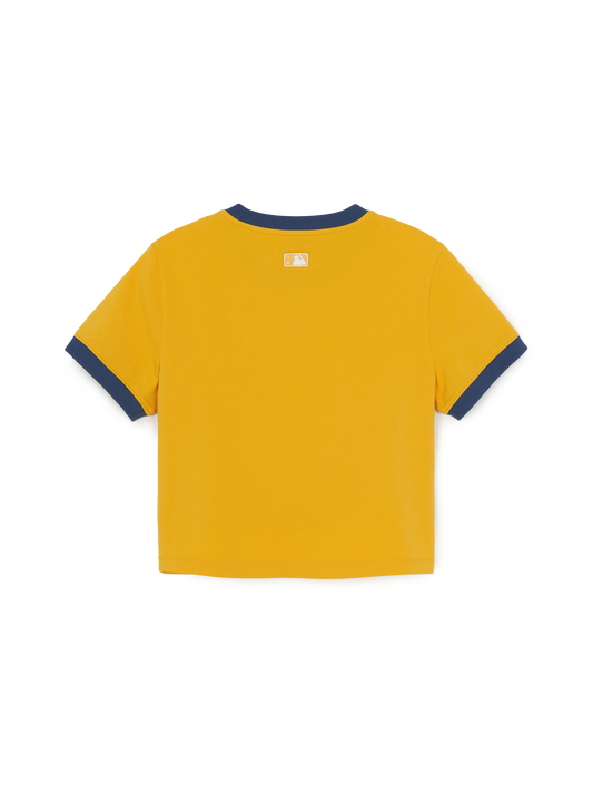 MLB Women's Sportive Cursive Ringer Crop T-shirts