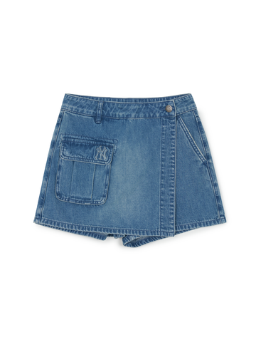 MLB Women's Basic Small Logo Cargo Denim Wrap Skirt