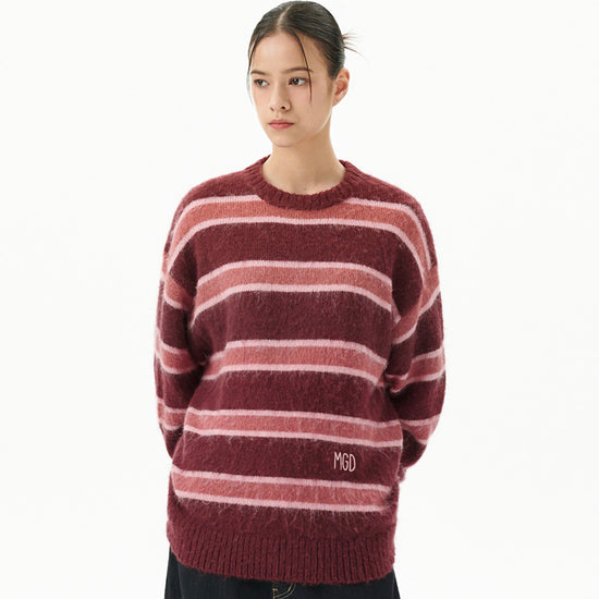 Mahagrid Hairy Stripe Knit Sweater