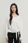 General Idea WOMAN Tie-Up Loose Fit Boat Neck T-Shirt