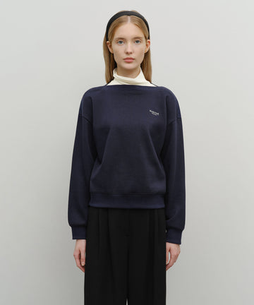 Marithé François Girbaud Women's Boat Neck Oversized Sweatshirt Navy