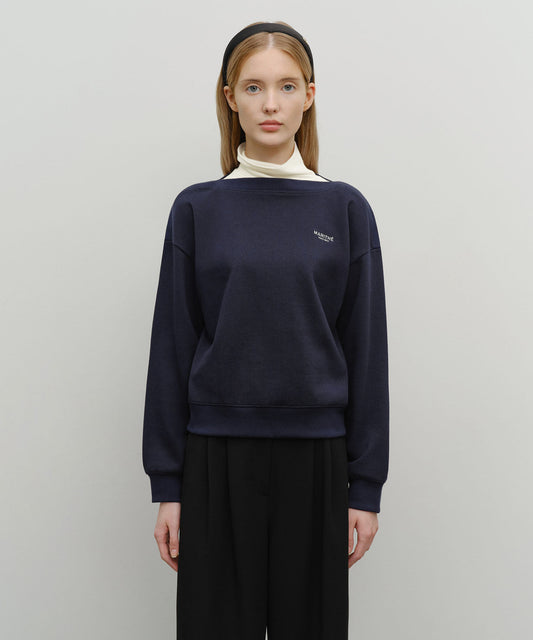 Marithé François Girbaud Women's Boat Neck Oversized Sweatshirt Navy
