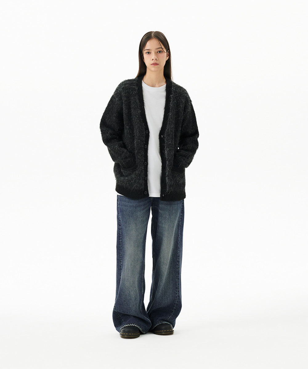 Mahagrid Mixed Hairy Knit Cardigan