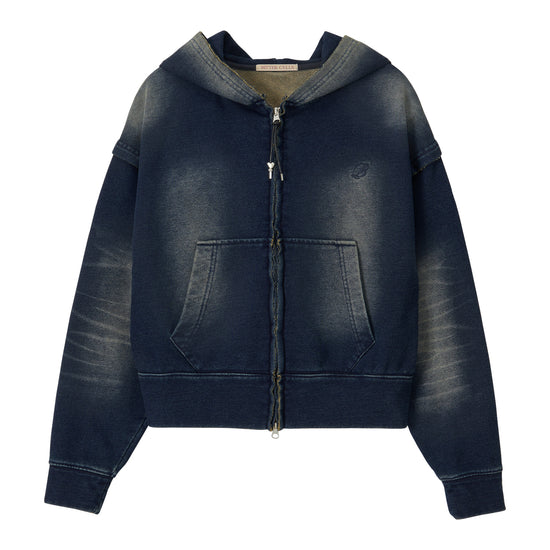 Bitter Cells Denim Washing Hood Zip Up - Blue