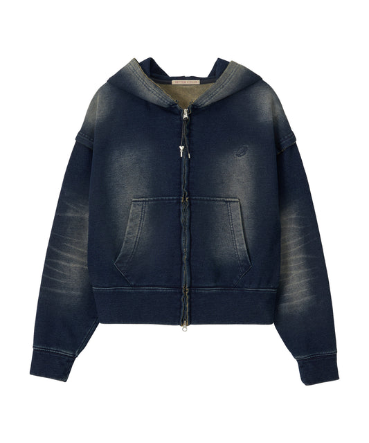 Bitter Cells Denim Washing Hood Zip Up - Blue