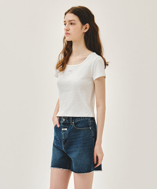 Marithé François Girbaud W FLOWER SLIM CROP TEE