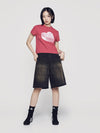 ADLV Woman Metal Symbol Cake Artwork Crop Short Sleeve T-Shirt