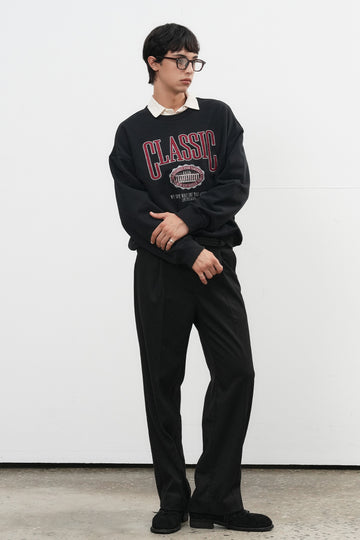 General Idea UNISEX Classic Appliqué Oversized Crewneck Sweatshirt [BLACK]