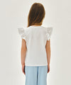 Marithé François Girbaud Kids White Lace Frill Sleeveless Top