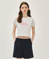 Marithé François Girbaud W SORONA COOL RIBBON GRAPHIC CROP TEE white