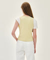 Marithé François Girbaud W SMALL CLASSIC LOGO ONE SHOULDER LAYERED TEE ivory