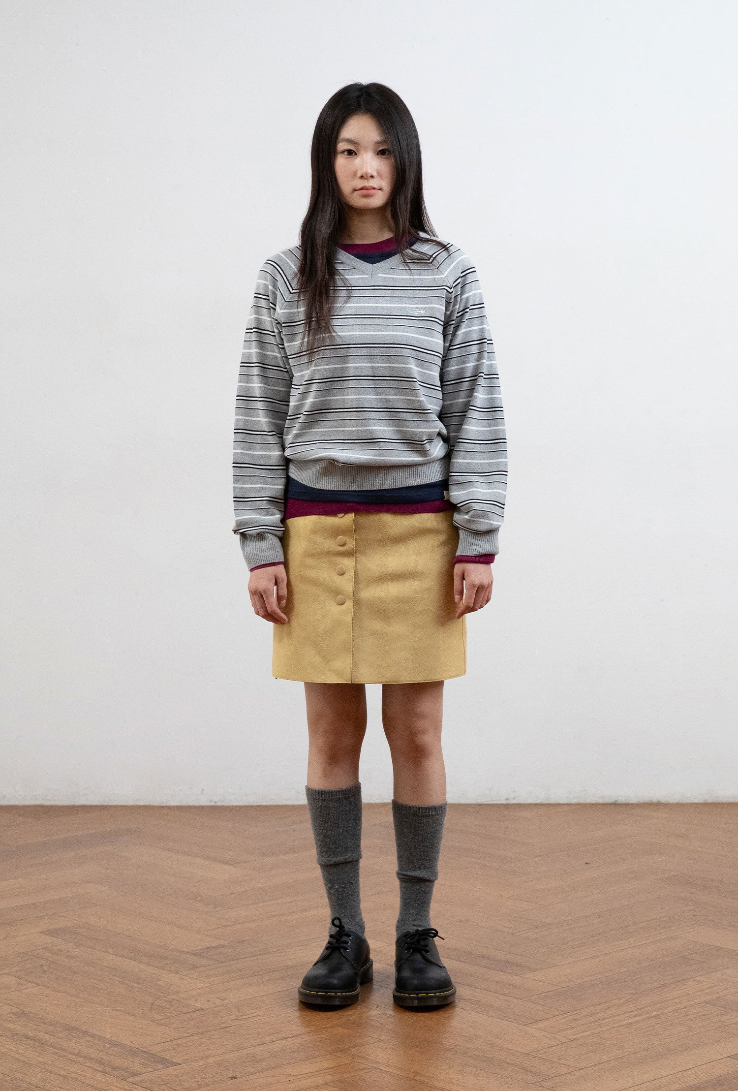 Nice Ghost Club Multi Stripe 3 Star V Neck Knit