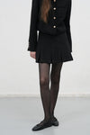 General Idea WOMAN Tweed Pleated Mini Skirt [BLACK]