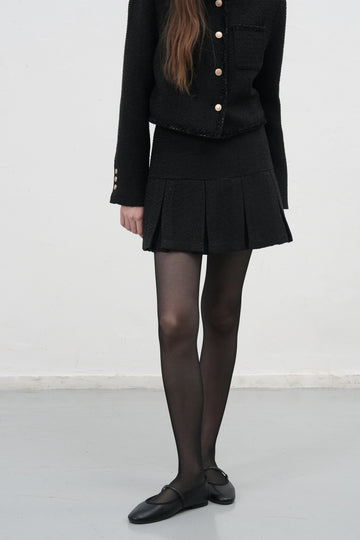 General Idea WOMAN Tweed Pleated Mini Skirt [BLACK]