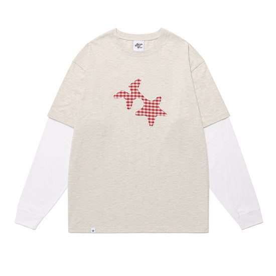 Cavish Check Twin Star Layered Long Sleeve Tee