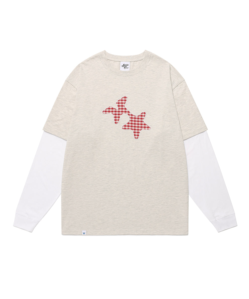 Cavish Check Twin Star Layered Long Sleeve Tee
