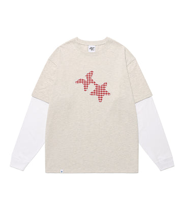 Cavish Check Twin Star Layered Long Sleeve Tee