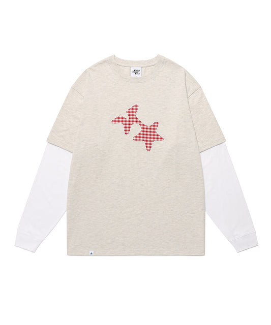 Cavish Check Twin Star Layered Long Sleeve Tee