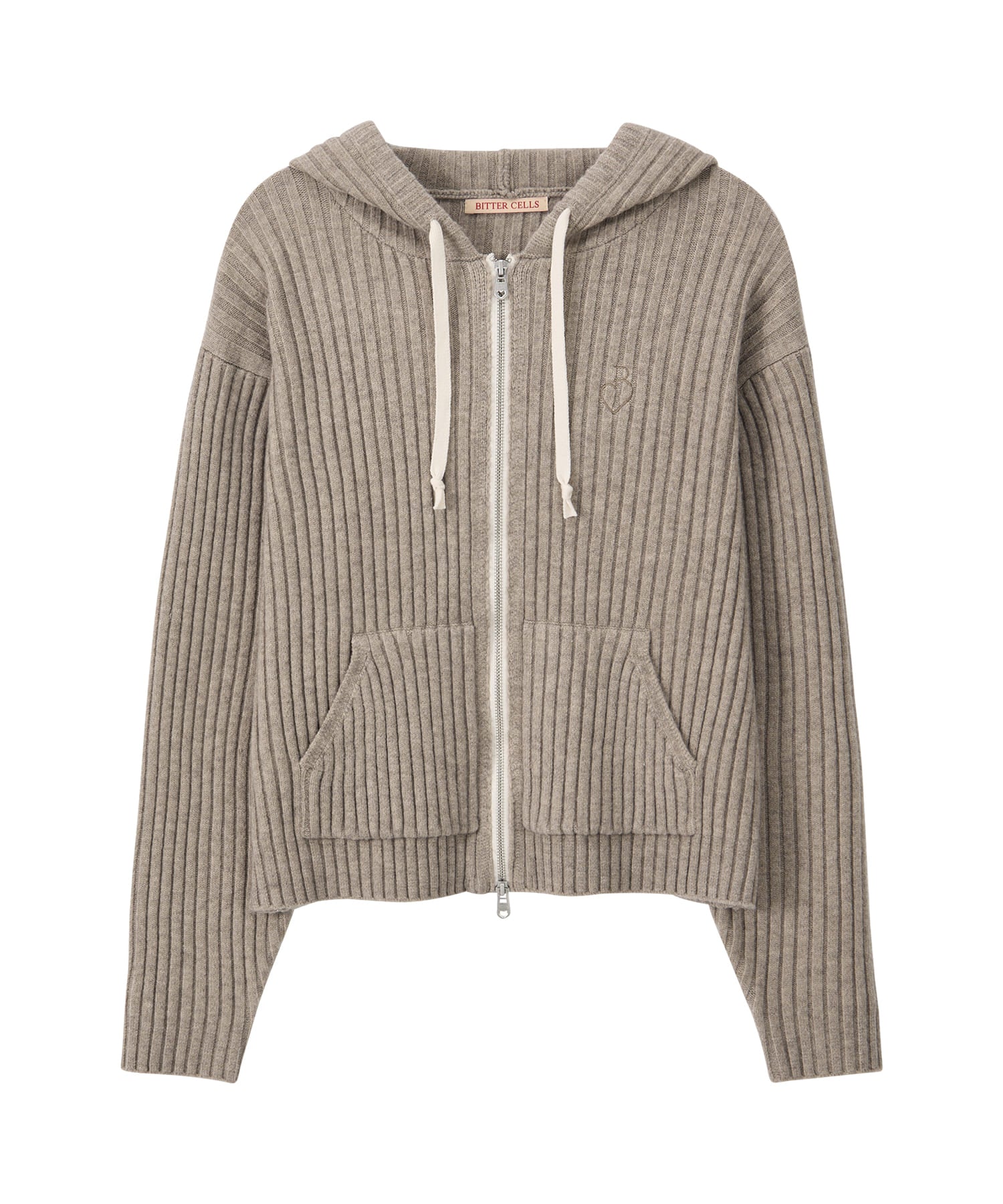 Bitter Cells Essential Ribbed Knit Hood Zip Up