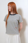 General Idea WOMAN Colour-Block Stripe Short Sleeve T-Shirt [WHITE]