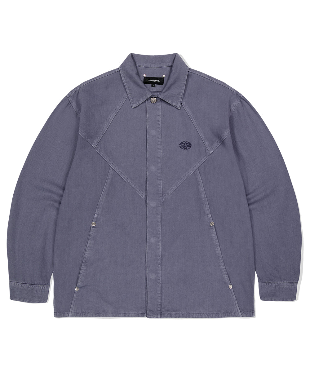 Mahagrid Pigment Dyed Panel Shirt in Purple