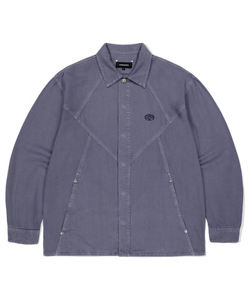Mahagrid Pigment Dyed Panel Shirt in Purple