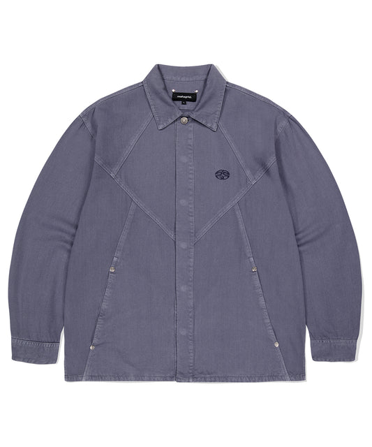 Mahagrid Pigment Dyed Panel Shirt in Purple