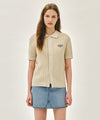 Marithé François Girbaud WAPPEN CROCHET HALF KNIT CARDIGAN beige