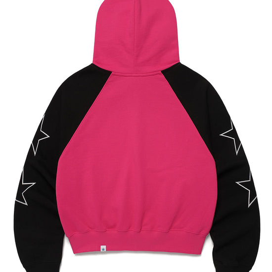 Cavish Women's Raglan Block Zip Up Hoodie in Pink