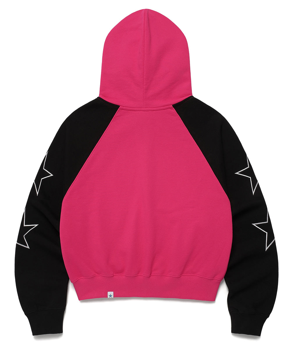 Cavish Women's Raglan Block Zip Up Hoodie in Pink