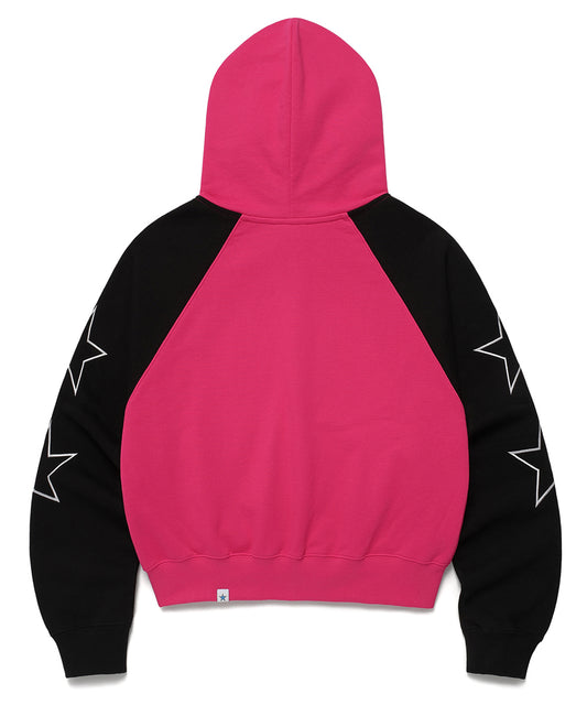 Cavish Women's Raglan Block Zip Up Hoodie in Pink