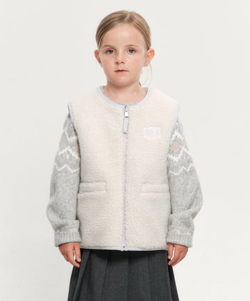 Marithé François Girbaud Kids Classic Logo Reversible Fleece Vest Light Purple