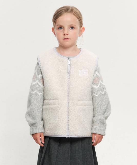 Marithé François Girbaud Kids Classic Logo Reversible Fleece Vest Light Purple