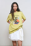 General Idea WOMAN Dancing Cat Oversized Short Sleeve T-Shirt [LIME]