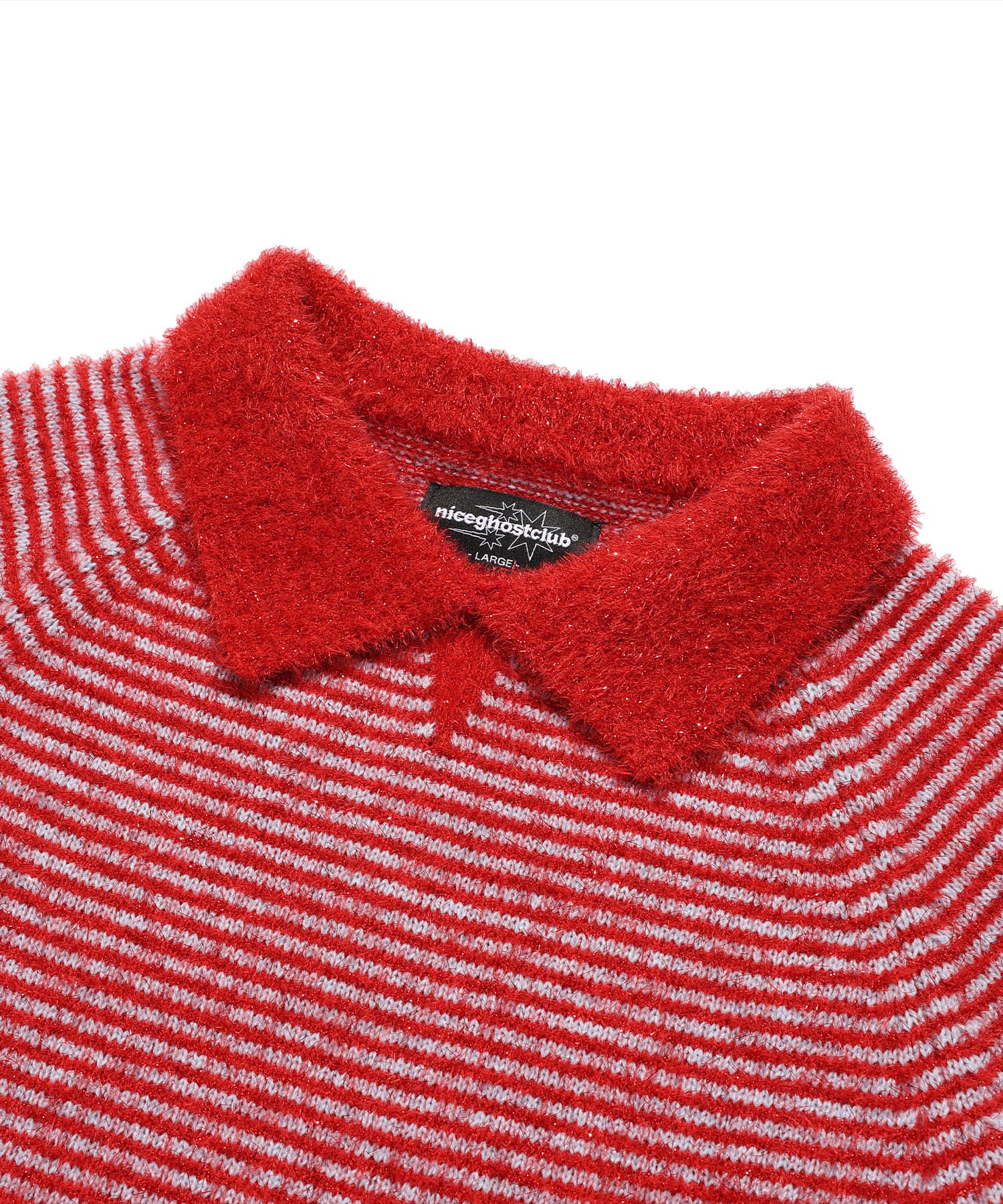 Nice Ghost Club Stripe Collar Long Sleeve Knit Tee