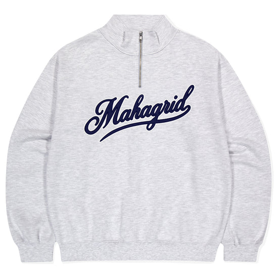 Mahagrid Script Logo Half Zip Up [Light Grey]