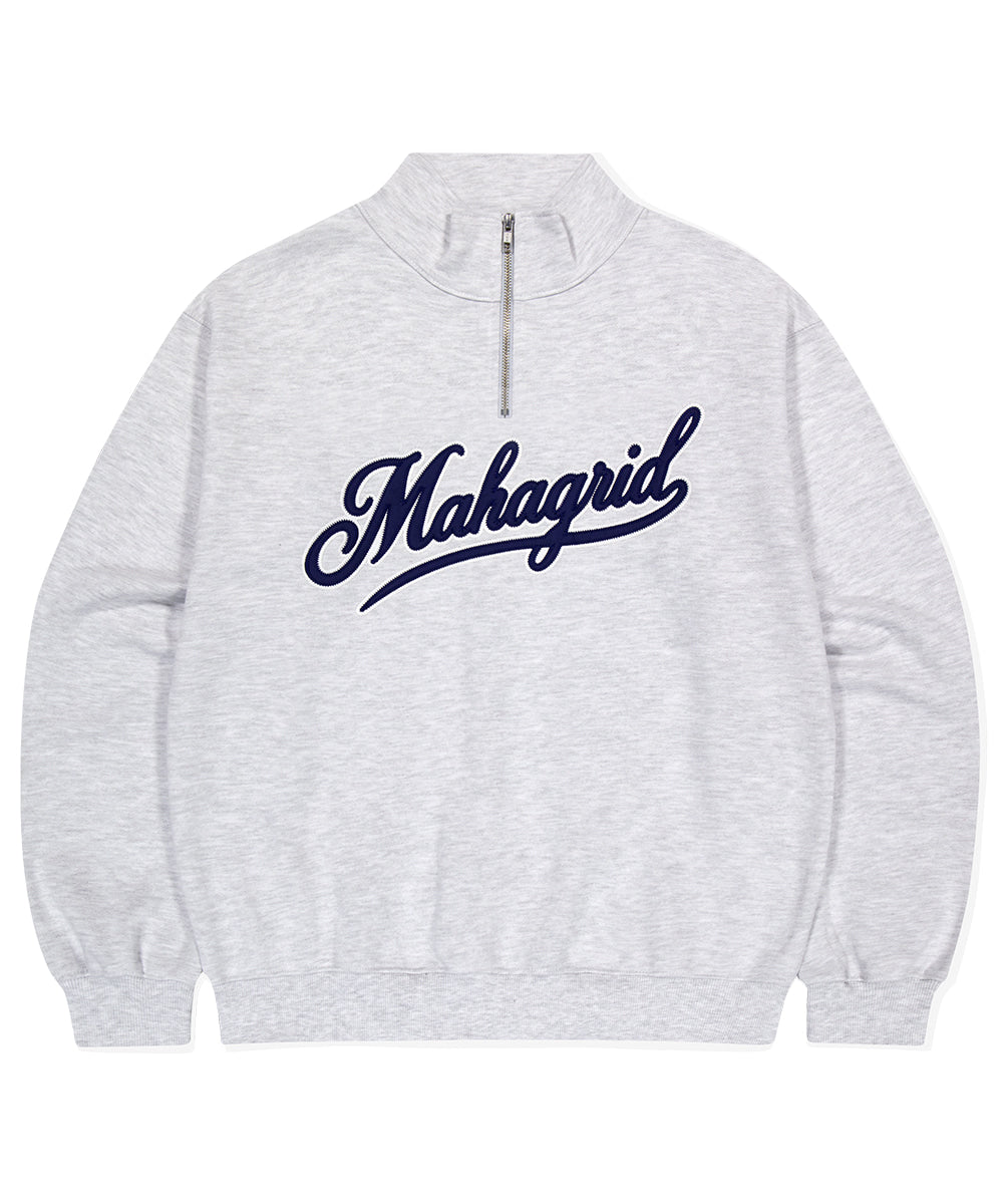 Mahagrid Script Logo Half Zip Up [Light Grey]