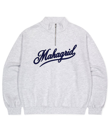 Mahagrid Script Logo Half Zip Up [Light Grey]