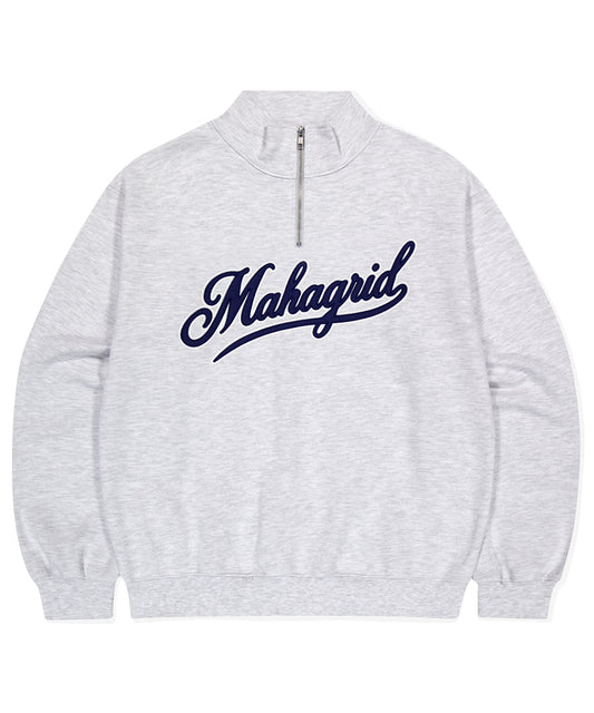 Mahagrid Script Logo Half Zip Up [Light Grey]