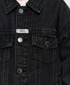 Marithé François Girbaud Kids Oversized Fit Denim Trucker Jacket Black