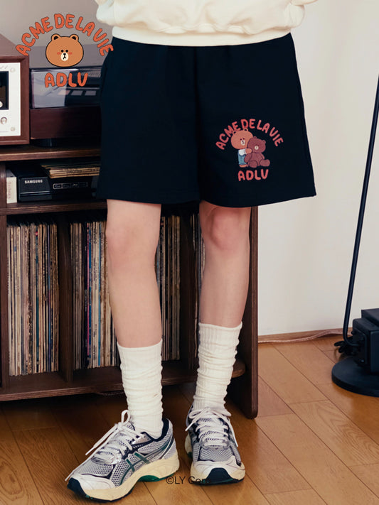 ADLV Bear Doll Hug Brown Line Friends Short Pants