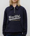 Marithé François Girbaud Baseball Logo Collar Half Zip Sweatshirt Navy