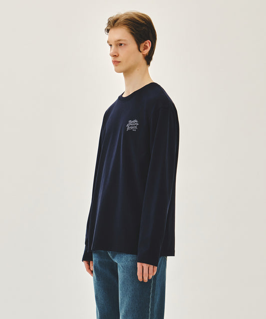 Marithé François Girbaud [REGEN] Back Drawing Logo Long Sleeve Tee Navy