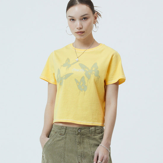 Mahagrid Pigment Butterfly Goth Crop Tee