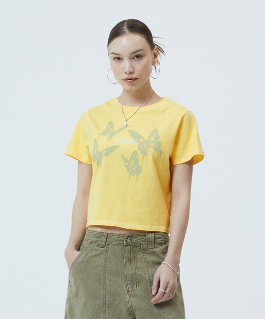 Mahagrid Pigment Butterfly Goth Crop Tee