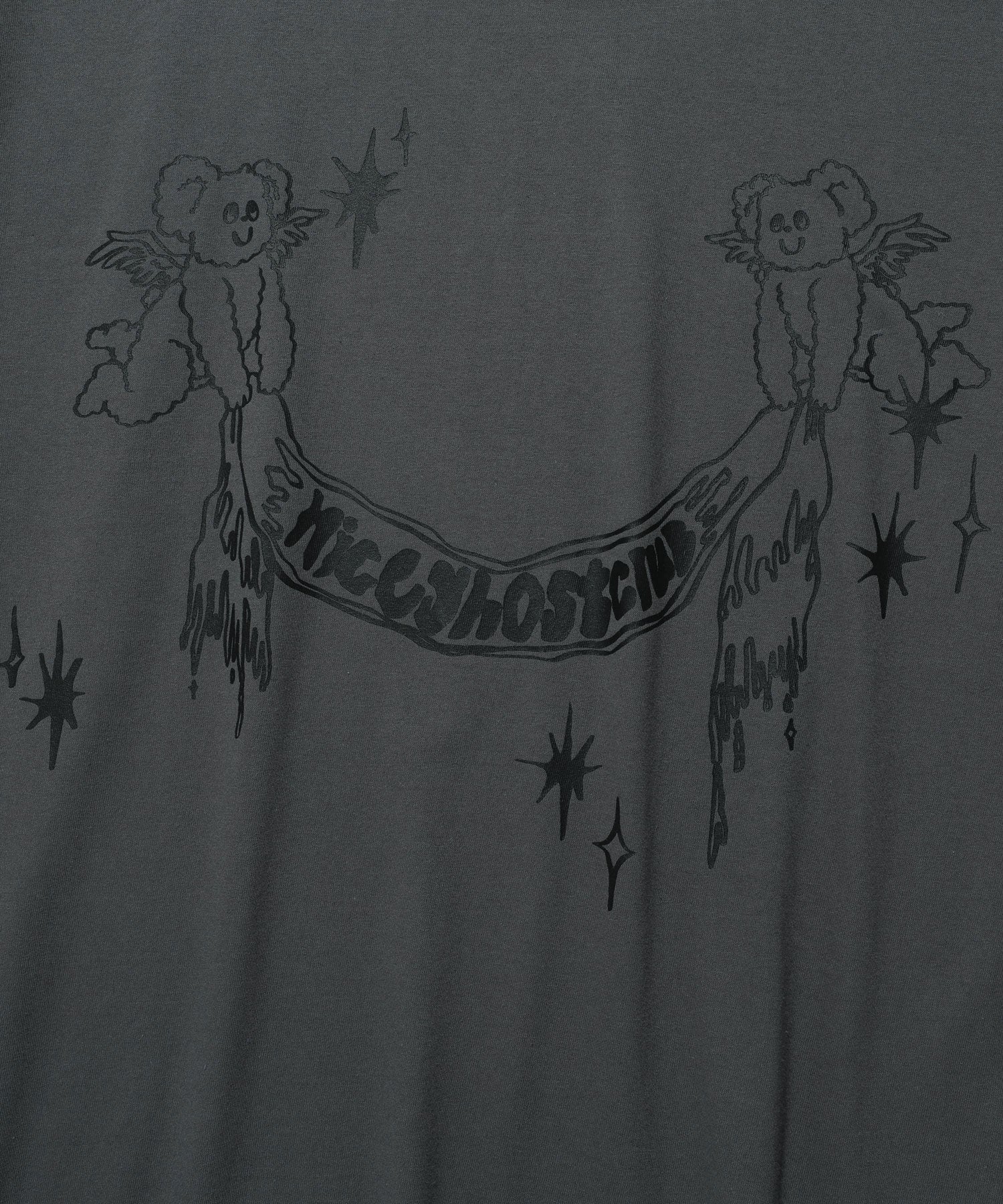 Nice Ghost Club Heavenly Bear Angel Big Big Tee [Charcoal]