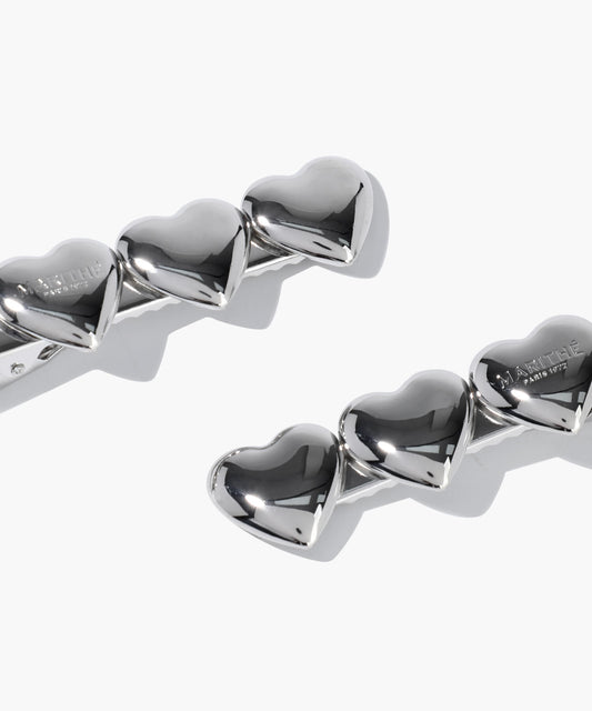 Marithé François Girbaud Regular Logo Heart Metal Hair Pin 2-Pack Silver