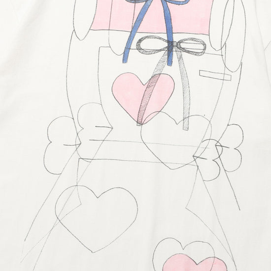 Nice Ghost Club Mimichan FFATS Pink Heart Big Big Tee [White]